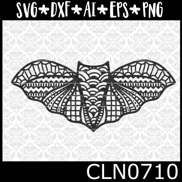 Download CLN0710 Bat Halloween Zentangle Patterned Mandala Funny SVG