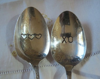 Wedding, Personalized Spoon, Love Spoons, Hand Stamped Vintage Spoon, Table Decor, Weddings, Favor, Ready to Ship