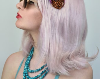 Glitter Feather Hair Clip in Pink, Purple and Orange | Festival Hair Clip | Feather Fascinator | Feather Headpiece | Hair Accessory