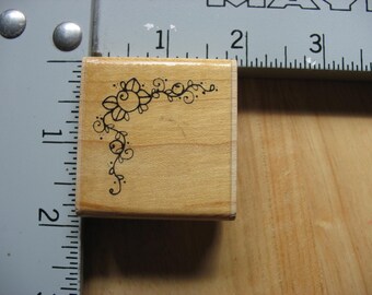 DOTS Rosebud Corner DESTASH Rubber Stamp, Used Rubberstamp