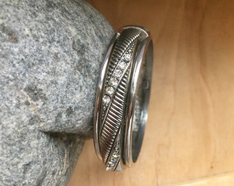 Silver Bangle Bracelet, Crystal Bangle, Hinged Bangle, Cuff