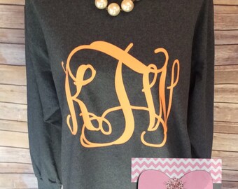 Monogram T-Shirt Oversized Monogram Long Sleeve TShirt Preppy Monogram Tee Monogrammed T Shirt Monogrammed Gifts Perfect for Bridesmaid