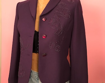 Dark purple beaded blazer S