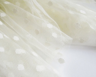 Vanilla spot tulle fabric - 44" wide - sold per metre
