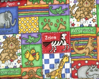 Day at the Zoo cozy cotton FLANNEL, sold by the yard #39