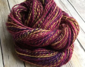 Handspun 100% Masham Wool 2-ply Yarn - Wild Pansy
