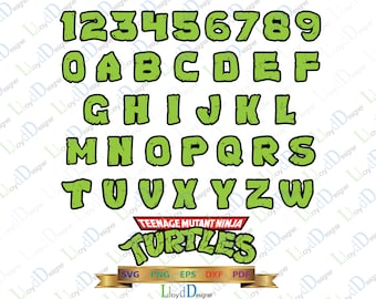 Teenage mutant ninja turtles Alphabet SVG Ninja Turtles Font Logo Letter Ninja Turtles Birthday party svg eps png dxf cut files cameo cricut