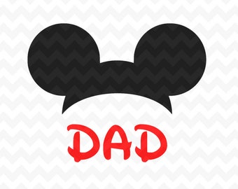 Mickey Mouse ears Dad svg, Disney Mickey Mouse head svg cricut silhouette svg file instant download mickey mouse head svg file