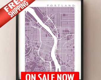 Portland Map Print - Oregon Art Poster - Keep Portland Weird - Pacific Northwest