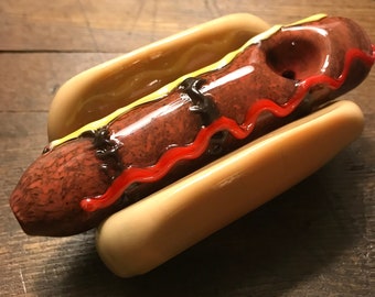 Hot Dog Hand Pipe Borosilicate Glass Super Cute Kawaii Smoking Pipe