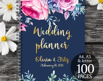 Wedding binder, Wedding book, Pink navy wedding planner, Printable wedding organizer, Printable wedding planner, To do wedding list