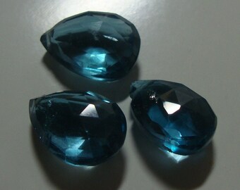 Trio Set, Genuine London Blue Topaz Faceted Pear Briolette - P5