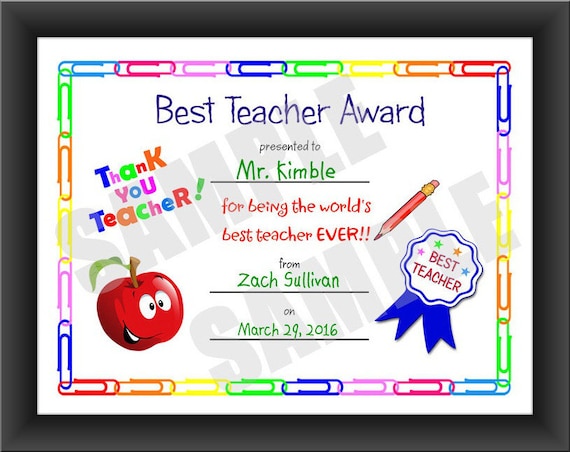 Certificate Best Teacher Kids Certificate Printable PDF certificate-best-teacher-kids-certificate-printable-pdf