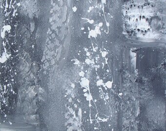 Gray modern abstract painting, square format