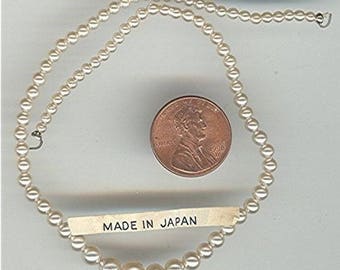 1 Vintage Japanese Glass Graduated Round Pearl 10.5" Tipped Section z430