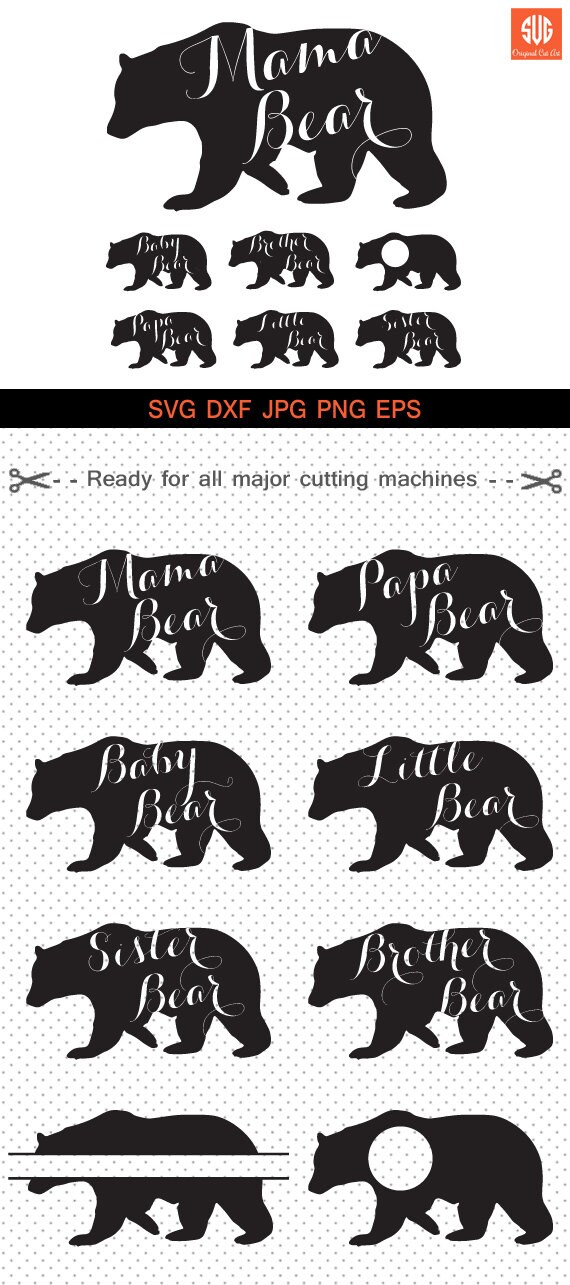 Bear family Mama bear svg Papa Baby Brother Sister Little