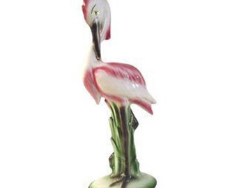 Midcentury Ceramic Standing Flamingo