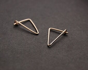 Triangle Hoop Earrings - gold triangle hoop earrings, silver hoop earrings, minimal earrings, minimalist earrings, geometric hoop earrings
