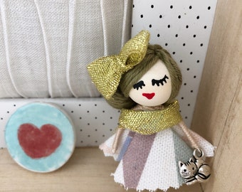 Doll brooch with Cat