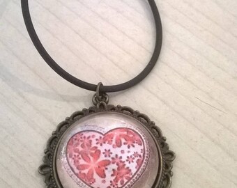 Cabochon 25mm heart pendant necklace