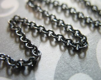 Oxidized Sterling Silver Chain, Designer Stringing Cable Chain, 2x1.5 mm, heavy thick, wholesale, 10-25% less, SS..S201 ox