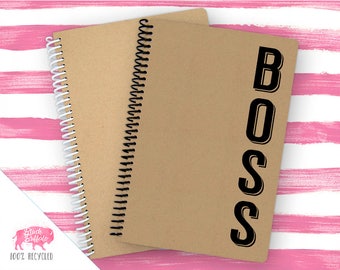 Spiral Notebook | Spiral Journal Planner | Journal | 100% Recycled | Boss | BB058
