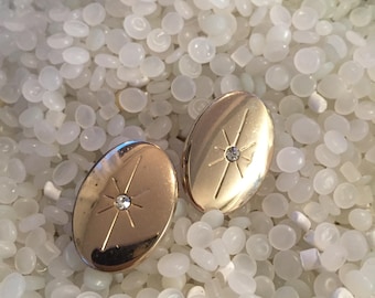amazing vintage cuff links star burst , gold tone, rhinestones