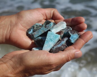 150 gr raw larimar, larimar stone, larimar pieces, cut larimar pieces for jewelry making
