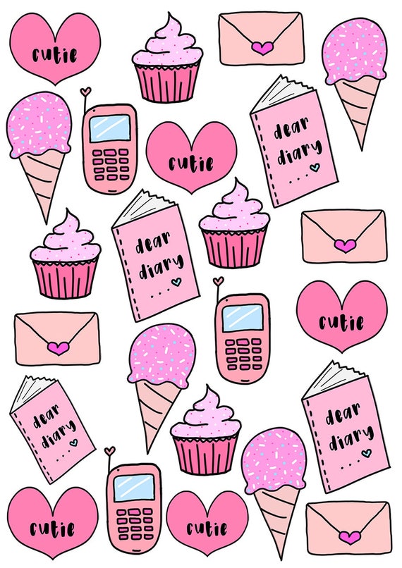 cute pink sticker pack stationery and stickers journal
