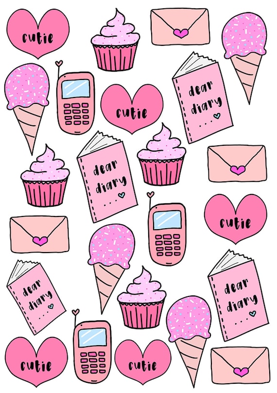 cute pink sticker pack stationery and stickers journal