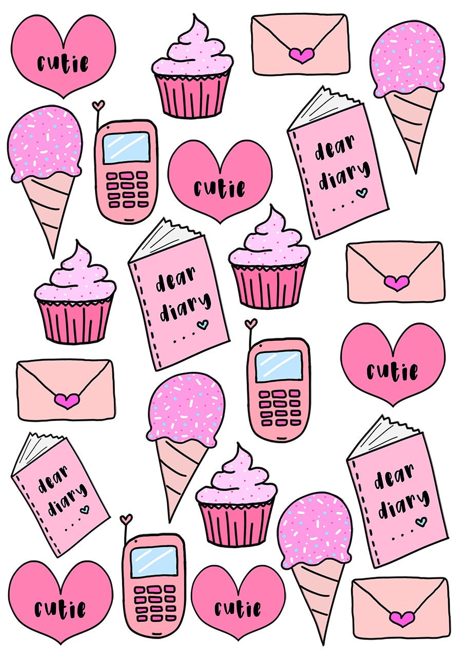 cute pink sticker pack stationery and stickers journal