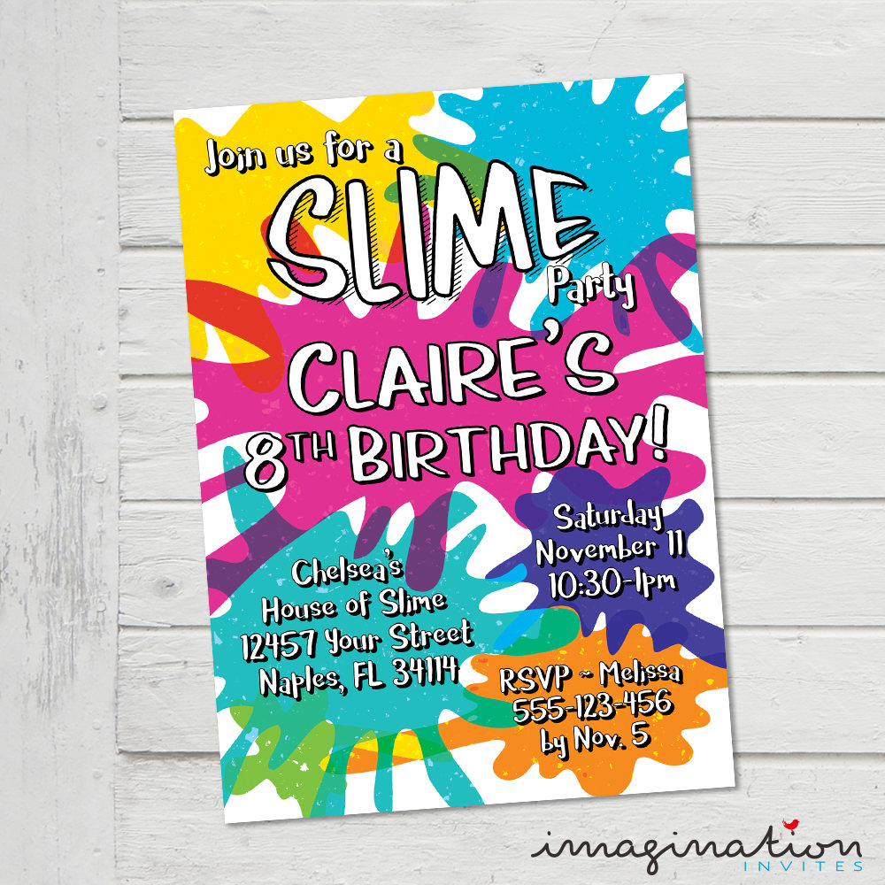 Slime Invitation Slime Party Invitation Slime Party Invite