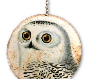 Barn Owl 2 Round Wood Fan / Light Pull