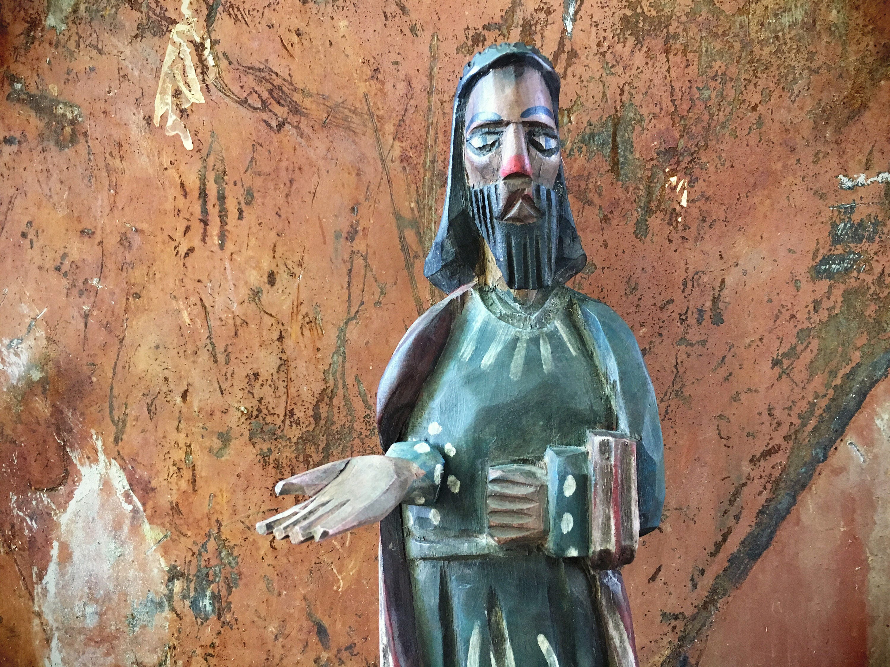 Saint Statue Wood Carving Religious Folk Art Sculpture, Catholic Gifts