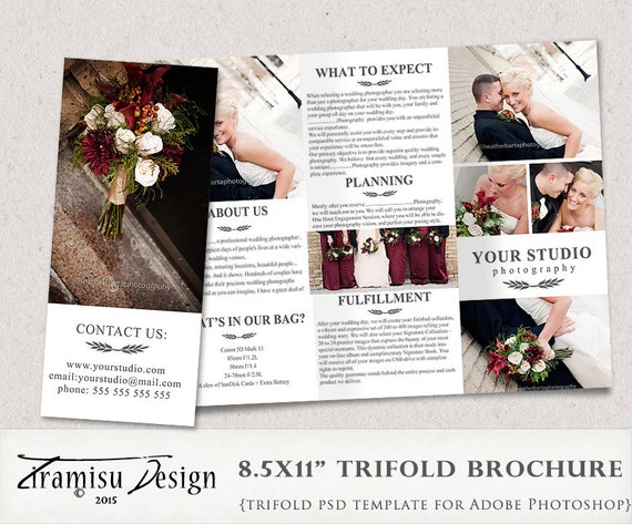 wedding photography trifold brochure template client welcome wedding brochure wording