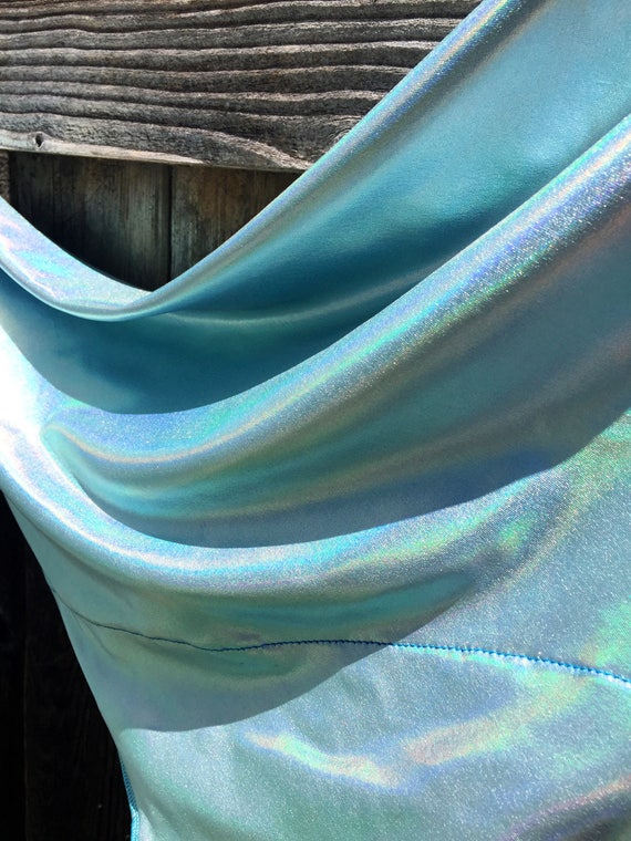 Ice Cold: Solid Holographic Ice Blue Bandana w/ Hidden Stash Pocket