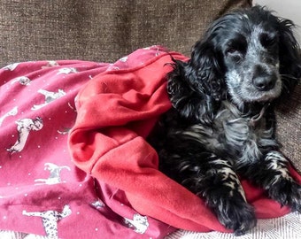 Snuggle Sack/dog bed/dog blanket - 'Best of Show' Dog print fabric