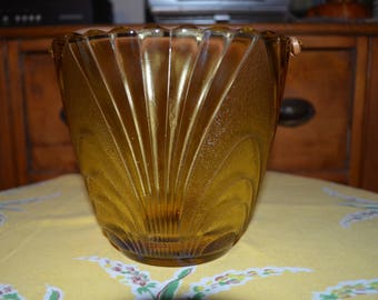 Vintage seau à glace en verre ambre