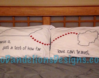 Long Distance Pillowcases YOU choose state or country