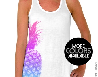 Pineapple Tank Top - Pineapple Flowy Tank Top - Summer Tank Top, Summer Shirt, Pineapple Shirt, Beach Shirt, Beach Tank Top, Pineapple Top