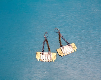 SALE Disco Dolly Reclaimed Metal Scale Earrings // Handmade // OOAK