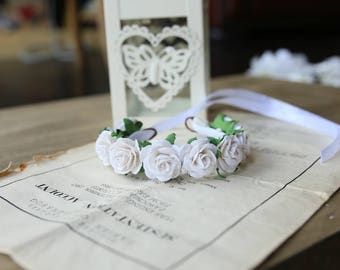 Rose adjustable Bun Wrap, Rose Bun Crown, Flower Bun Garland, Flower Hair Bun, Floral Bun Wrap, Flower girl hair accessory