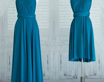 Teal blue Bridesmaid Dress Wrap dress Convertible Infinity Dress Evening Dresses-C23#B23#