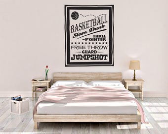 Basketball Poster - Basketball Wall Decal - Sports Poster Decal - Wall Decal - Basketball - Wall Decor - Sports Decor - Sports Decal