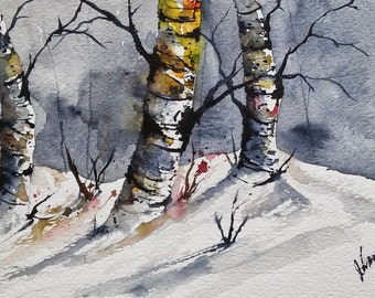 ORIGINAL painting watercolor painting original WATERCOLOR Birch Tree Art/jim lagasse/watercolor original/BIRCH trees