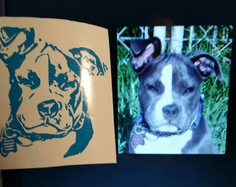 Custom Pet Decal, Your Pets picture, Custom Pet portrait, Custom dog decal, Dog Gift, Pitbull car decal, Custom decal, Custom stickers