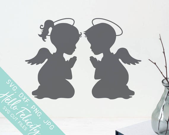 Download Christmas Svg, Praying Angel Svg, Boy Girl Angel Svg, Halo ...