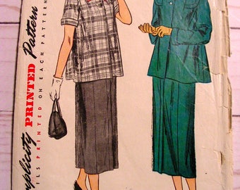 1940's Stylish 2-piece Maternity Suit | Misses 16 bust 34 | Simplicity 2689 | cut used complete vintage 1940's sewing pattern