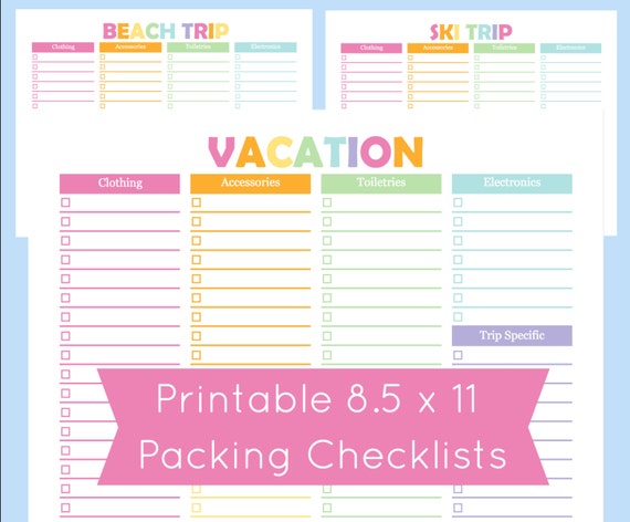 vacation checklist printable