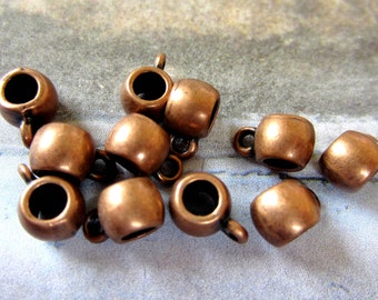 24 Bead hanger links jewelry making suppplies antique copper charm hangers copper jewelry bails 94Y-L3
